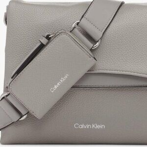Calvin Klein - Women's Chrome Organizational 2 in 1 Flap Crossbody, Stone Color